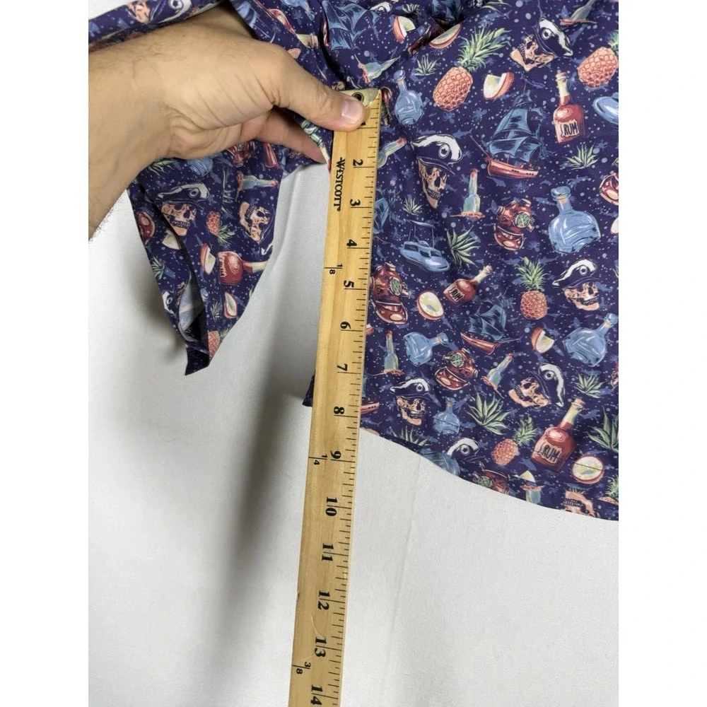 Peter Millar Mens Seaside Ship Faced Mens Large Atlantic Blue Swim Trunks Skulls